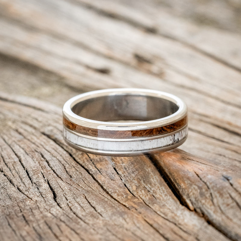 "RAPTOR" - IRONWOOD & ANTLER WEDDING BAND-3