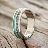 "RAPTOR" - MOONSTONE & MALACHITE WEDDING BAND-1