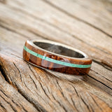 "REMMY" - REDWOOD & MALACHITE WEDDING RING-2