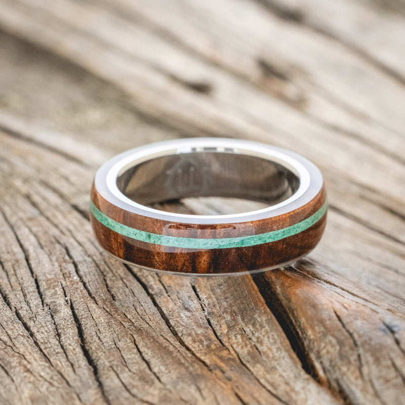 "REMMY" - REDWOOD & MALACHITE WEDDING RING-3