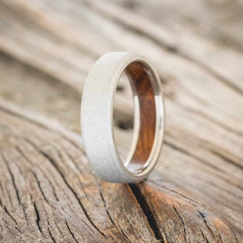 IRONWOOD CHANNEL LINED RING WITH SANDBLASTED FINISH-1