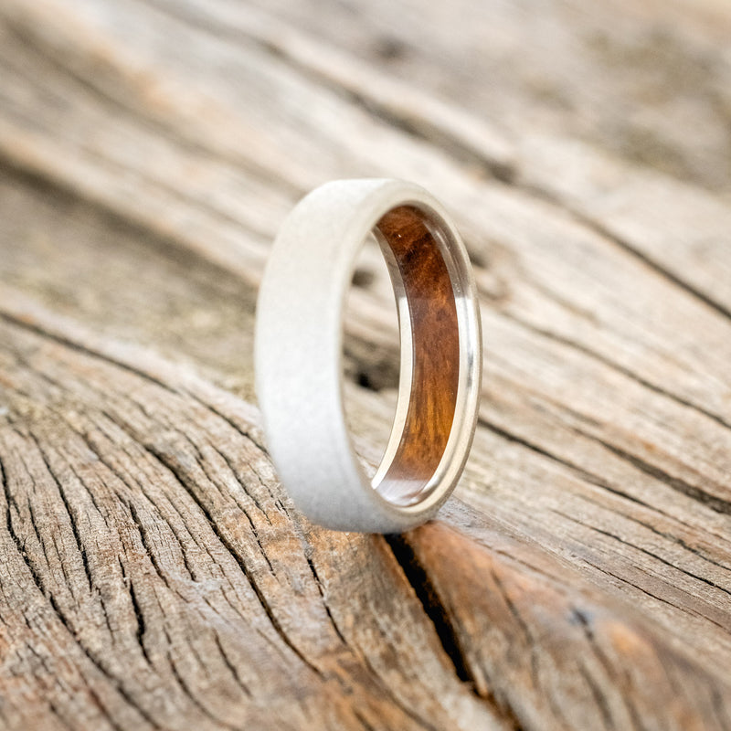 IRONWOOD CHANNEL LINED RING WITH SANDBLASTED FINISH-4