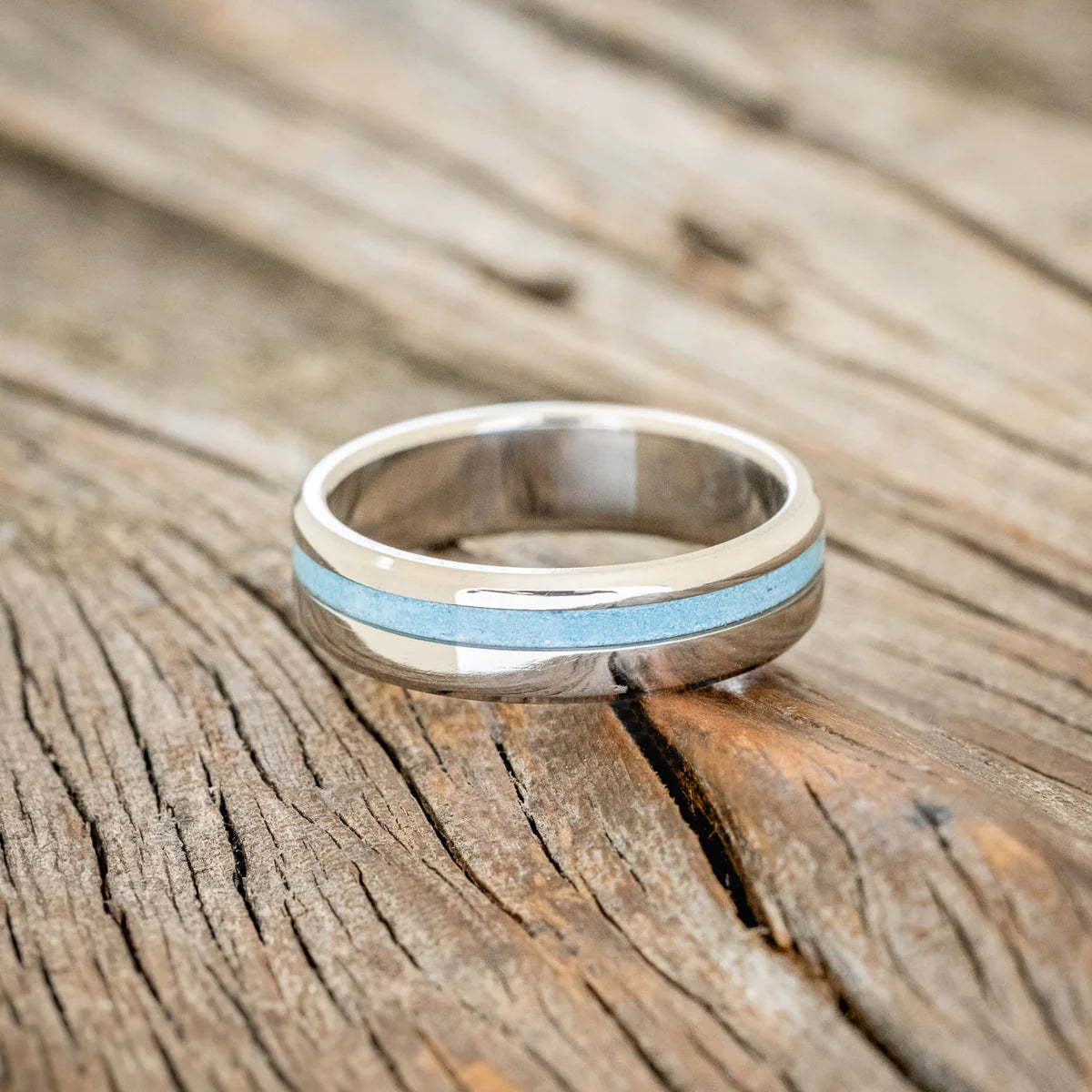 "Vertigo" - Turquoise Inlay Wedding Band - Titanium (6mm) - Size 9 1/2-Staghead Designs
