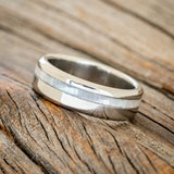 "VERTIGO" - MOTHER OF PEARL INLAY WEDDING BAND-2