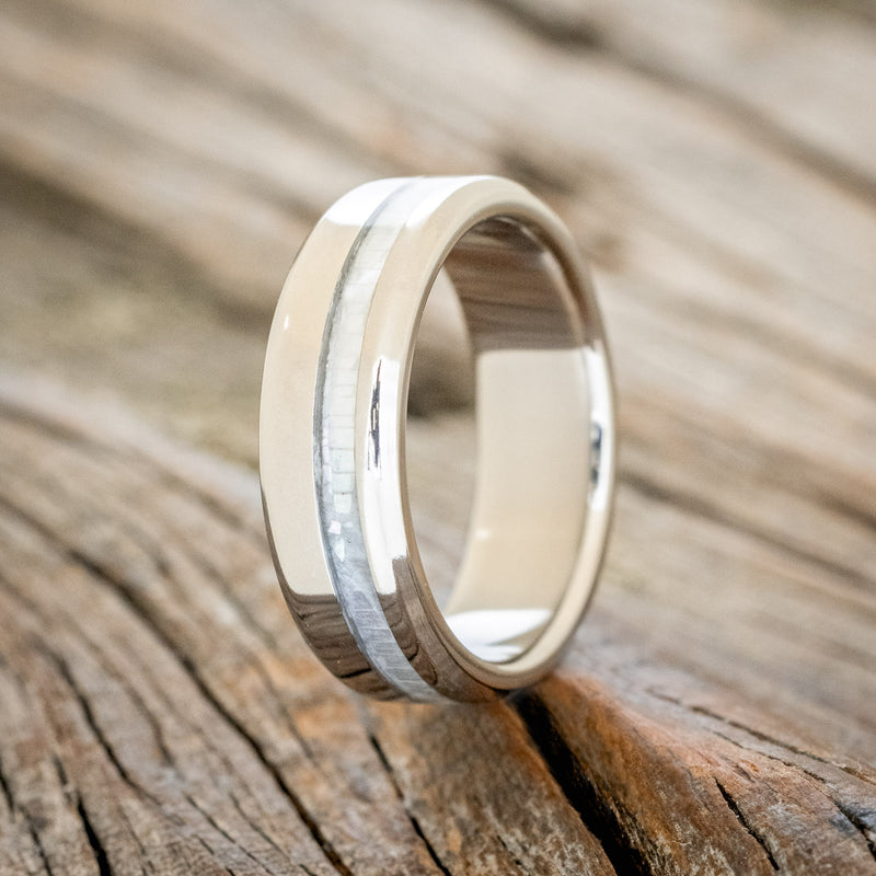 "VERTIGO" - MOTHER OF PEARL INLAY WEDDING BAND-1