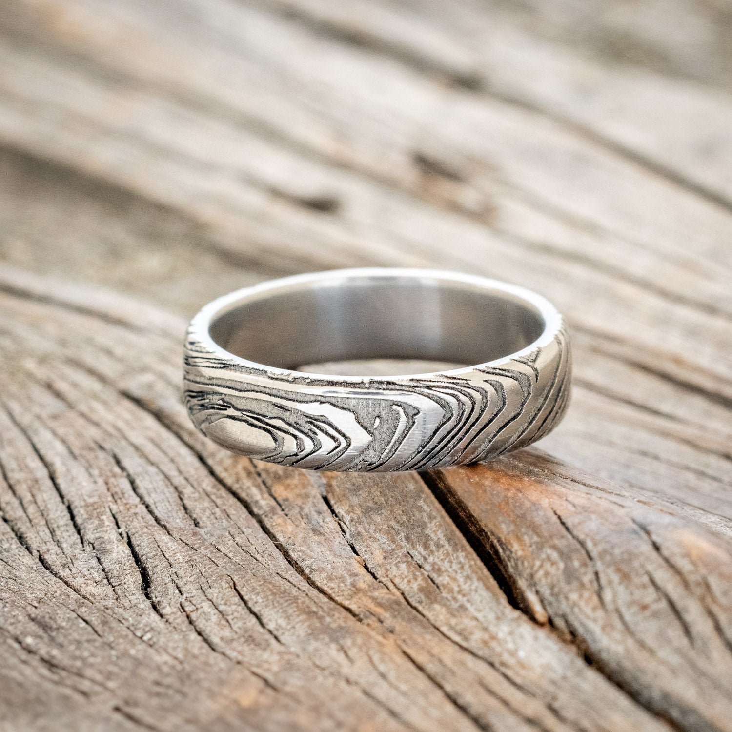 Woodgrain Pattern Wedding Band | Staghead Designs