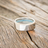 ANTLER LINED WEDDING BAND WITH OFF SET TURQUOISE