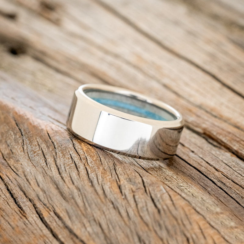 ANTLER LINED WEDDING BAND WITH OFF SET TURQUOISE-5