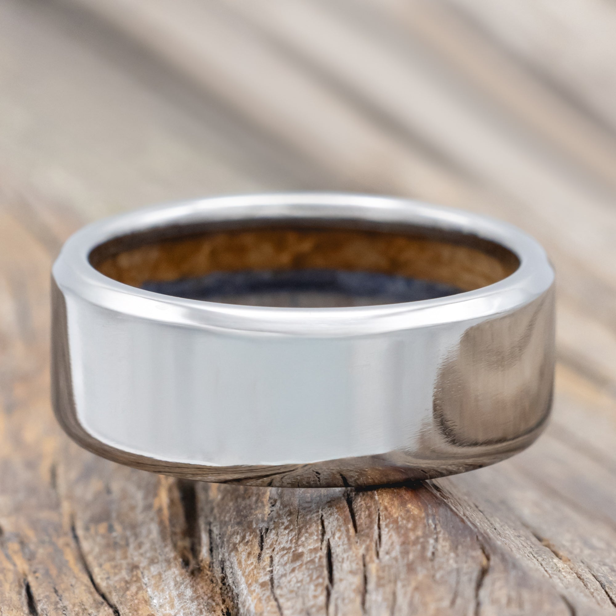 "Argos" - Antler, Whiskey Barrel Oak & Lapis Lazuli Wedding Ring-Staghead Designs