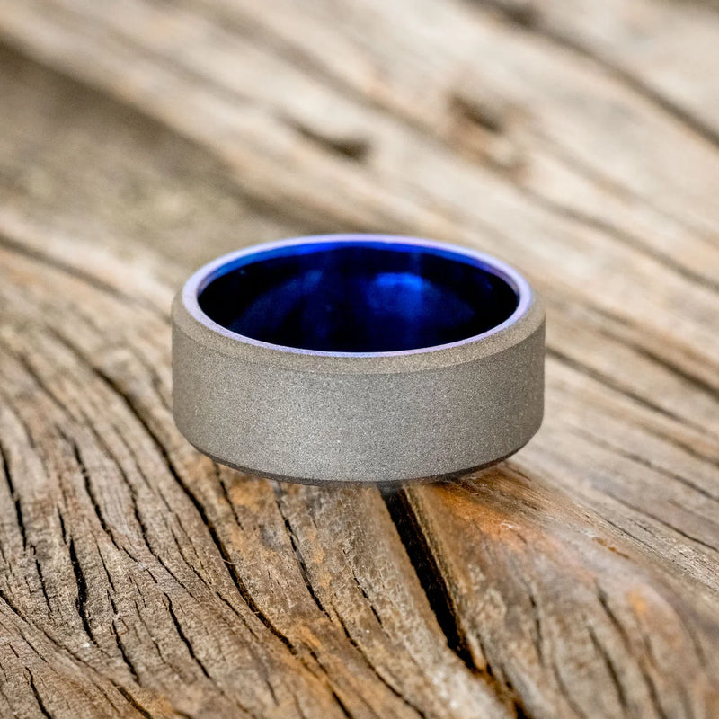 FIRE-TREATED TITANIUM WEDDING RING WITH SANDBLASTED FINISH - TITANIUM - SIZE 9 1/4-3