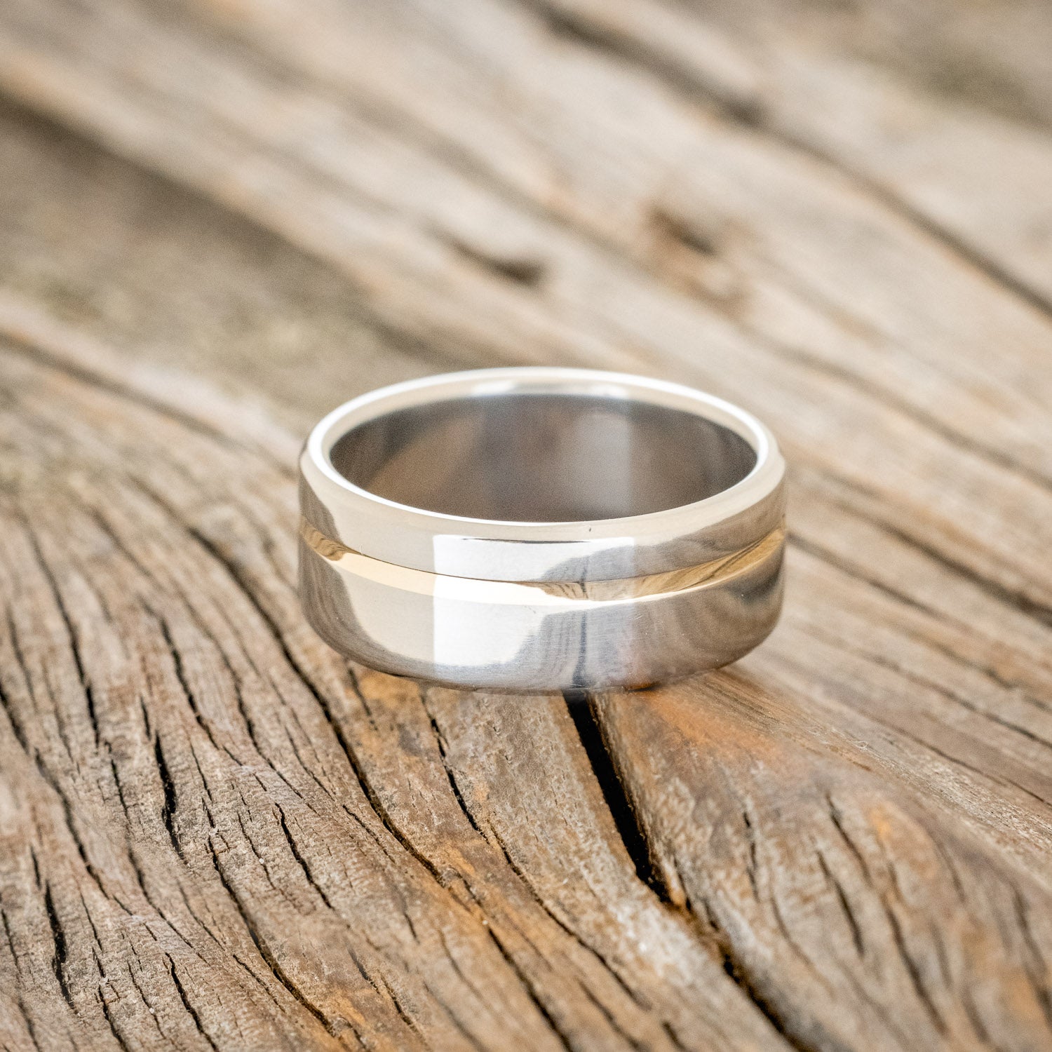 "VERTIGO" - 14K GOLD INLAY WEDDING RING-3
