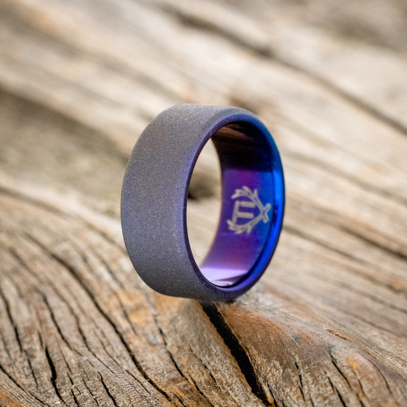 FIRE-TREATED TITANIUM WEDDING BAND WITH SANDBLASTED FINISH - READY TO SHIP-1