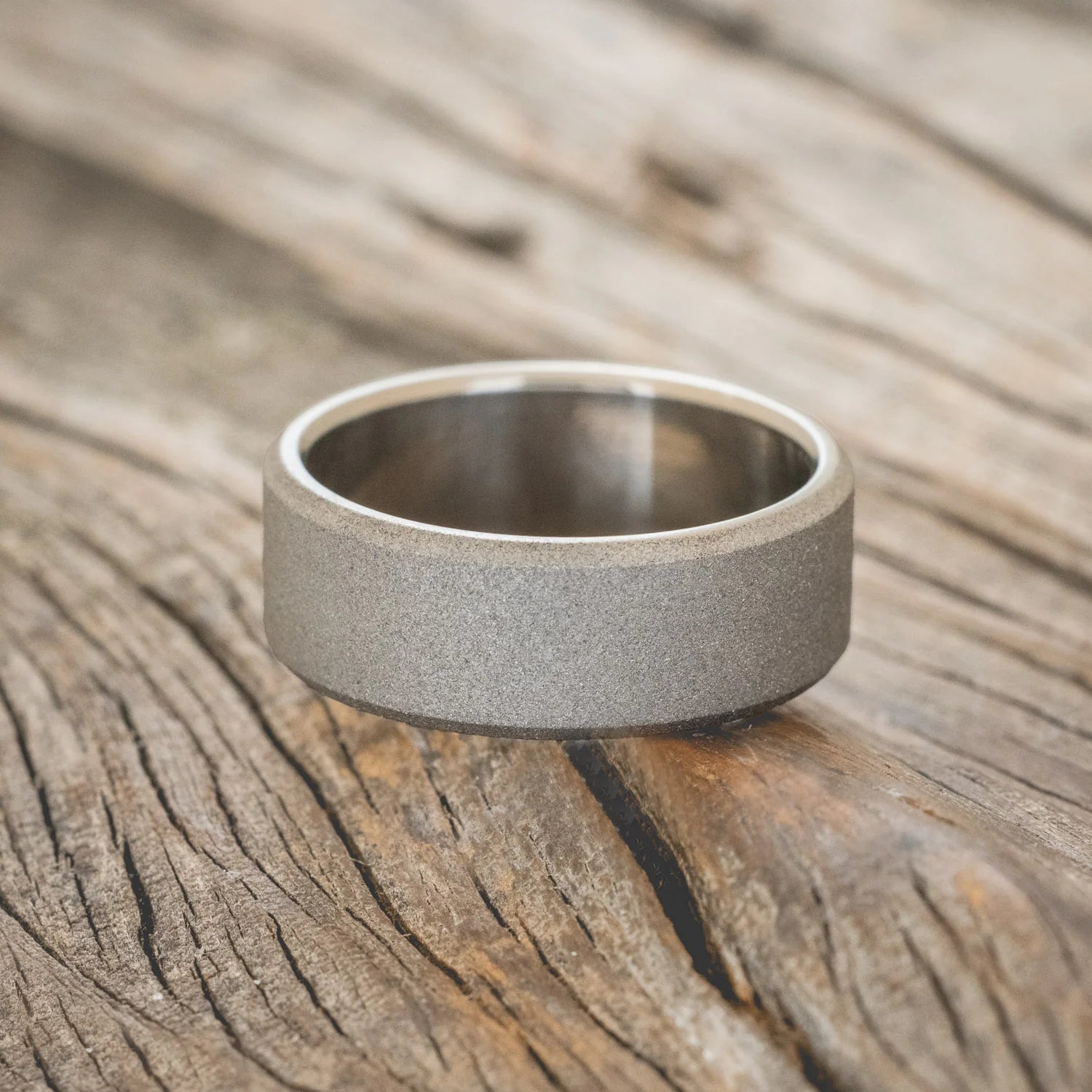 SOLID METAL SANDBLASTED WEDDING RING - TITANIUM - SIZE 8-3