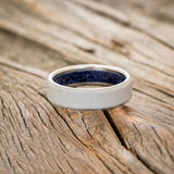 BLUE GOLDSTONE CHANNEL LINED RING WITH SANDBLASTED FINISH-3