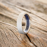 BLUE GOLDSTONE CHANNEL LINED RING WITH SANDBLASTED FINISH-4