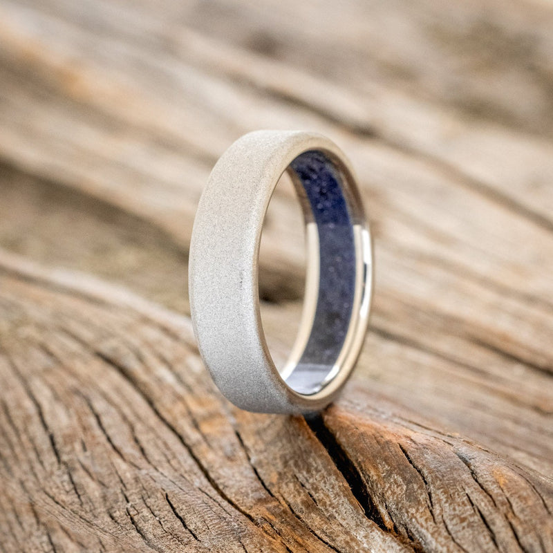 BLUE GOLDSTONE CHANNEL LINED RING WITH SANDBLASTED FINISH-1