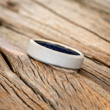 BLUE GOLDSTONE CHANNEL LINED RING WITH SANDBLASTED FINISH-2