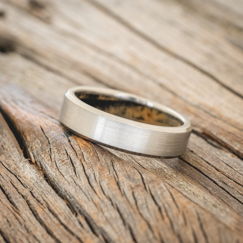 SPALTED MAPLE LINED WEDDING BAND WITH A BRUSHED FINISH-2