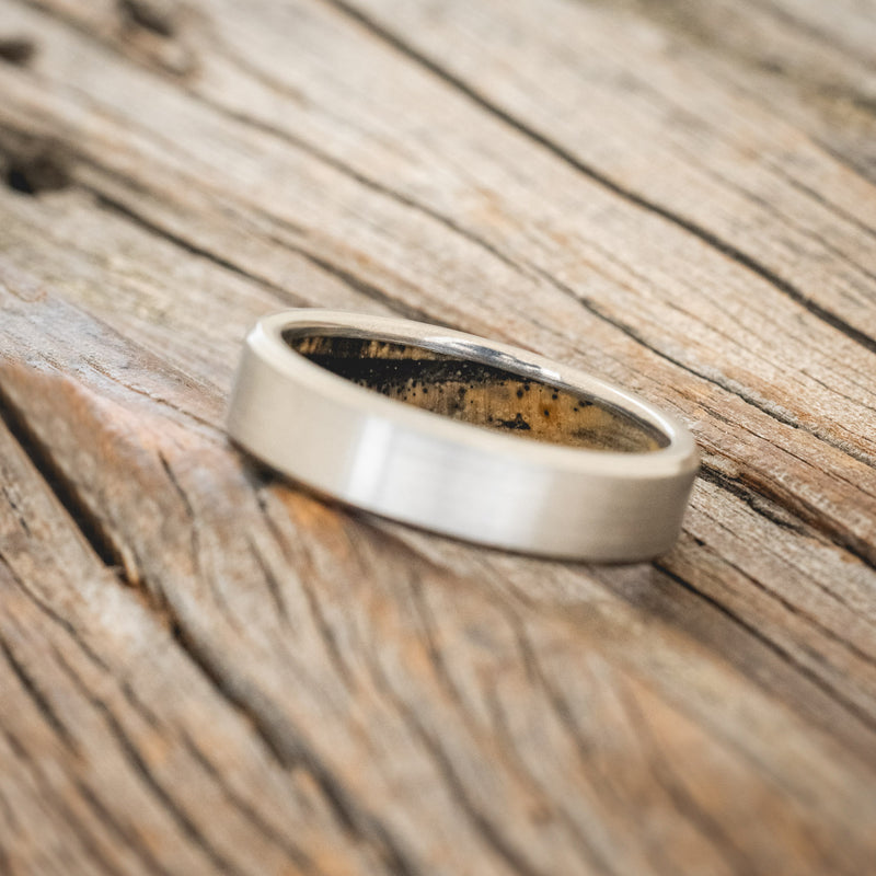 SPALTED MAPLE LINED WEDDING BAND WITH A BRUSHED FINISH-5