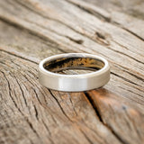 SPALTED MAPLE LINED WEDDING BAND WITH A BRUSHED FINISH-3