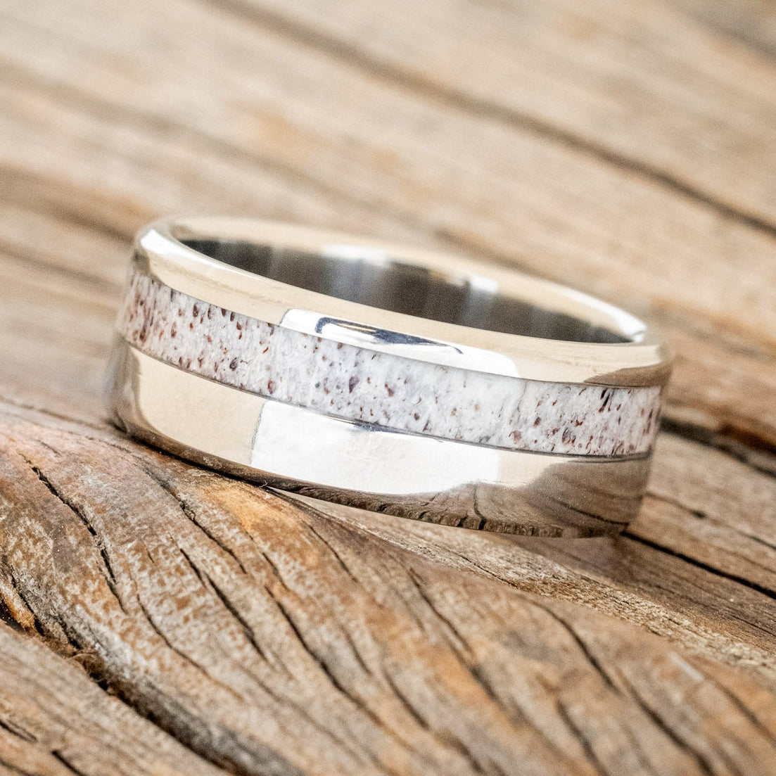 "CASTOR" - OFFSET ANTLER WEDDING RING-2
