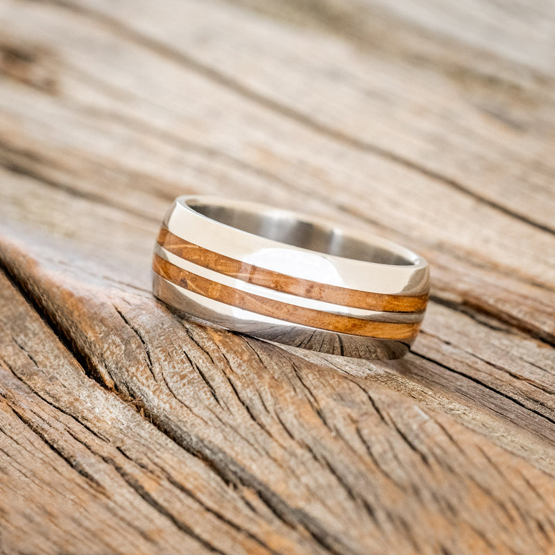 "COSMO" - DOMED WHISKEY BARREL WEDDING RING - READY TO SHIP-2