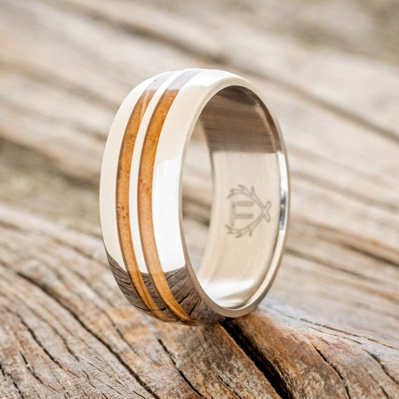 "COSMO" - DOMED WHISKEY BARREL WEDDING RING - READY TO SHIP-1