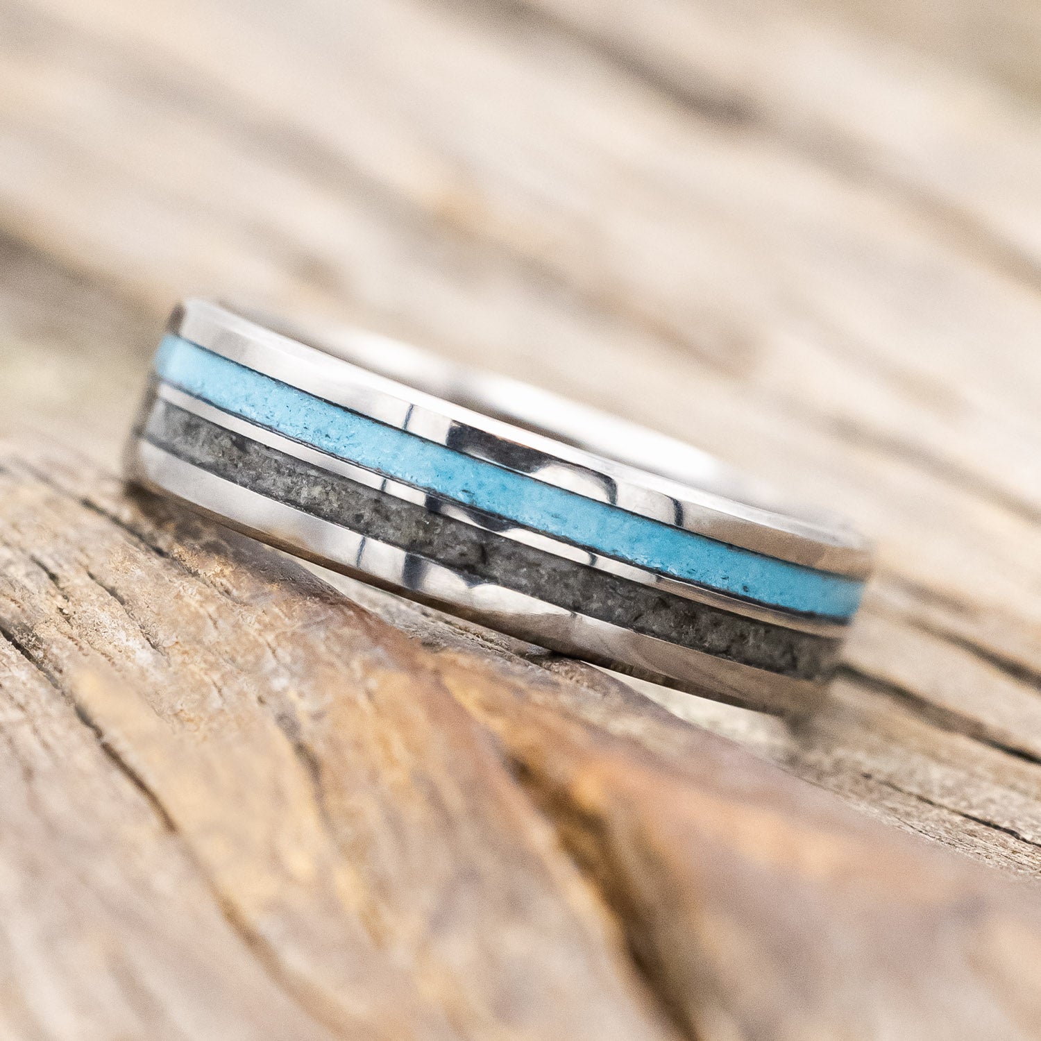 "COSMO" - MOONSTONE & TURQUOISE WEDDING BAND-Staghead Designs