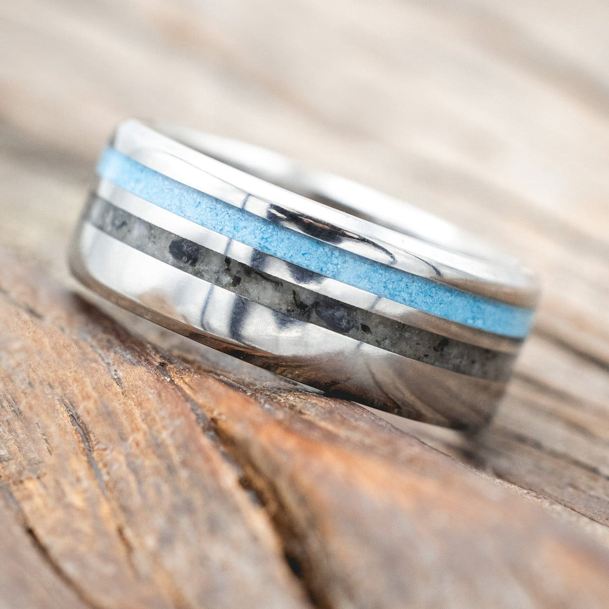 "Cosmo" - Moonstone & Turquoise Wedding Band-Staghead Designs