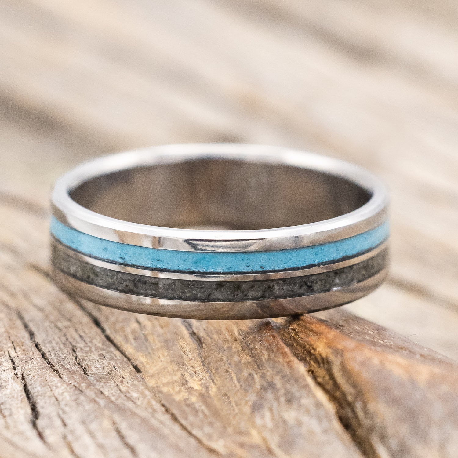 "COSMO" - MOONSTONE & TURQUOISE WEDDING BAND-Staghead Designs