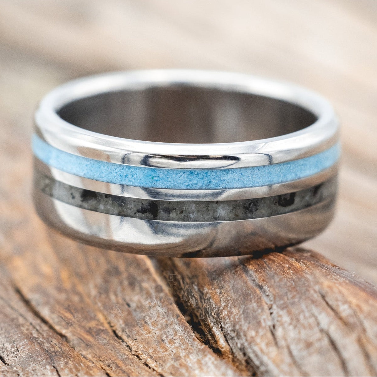 "Cosmo" - Moonstone & Turquoise Wedding Band-Staghead Designs