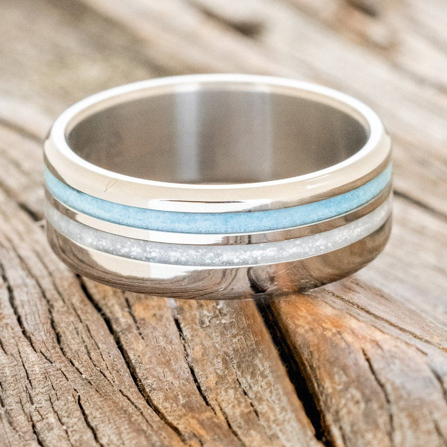 "COSMO" - DIAMOND DUST & TURQUOISE WEDDING BAND-3