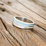 "COSMO" - DIAMOND DUST & TURQUOISE WEDDING BAND-2