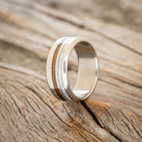 "COSMO" - MATCHING SET OF DARK WALNUT & DIAMOND DUST WEDDING BANDS-2