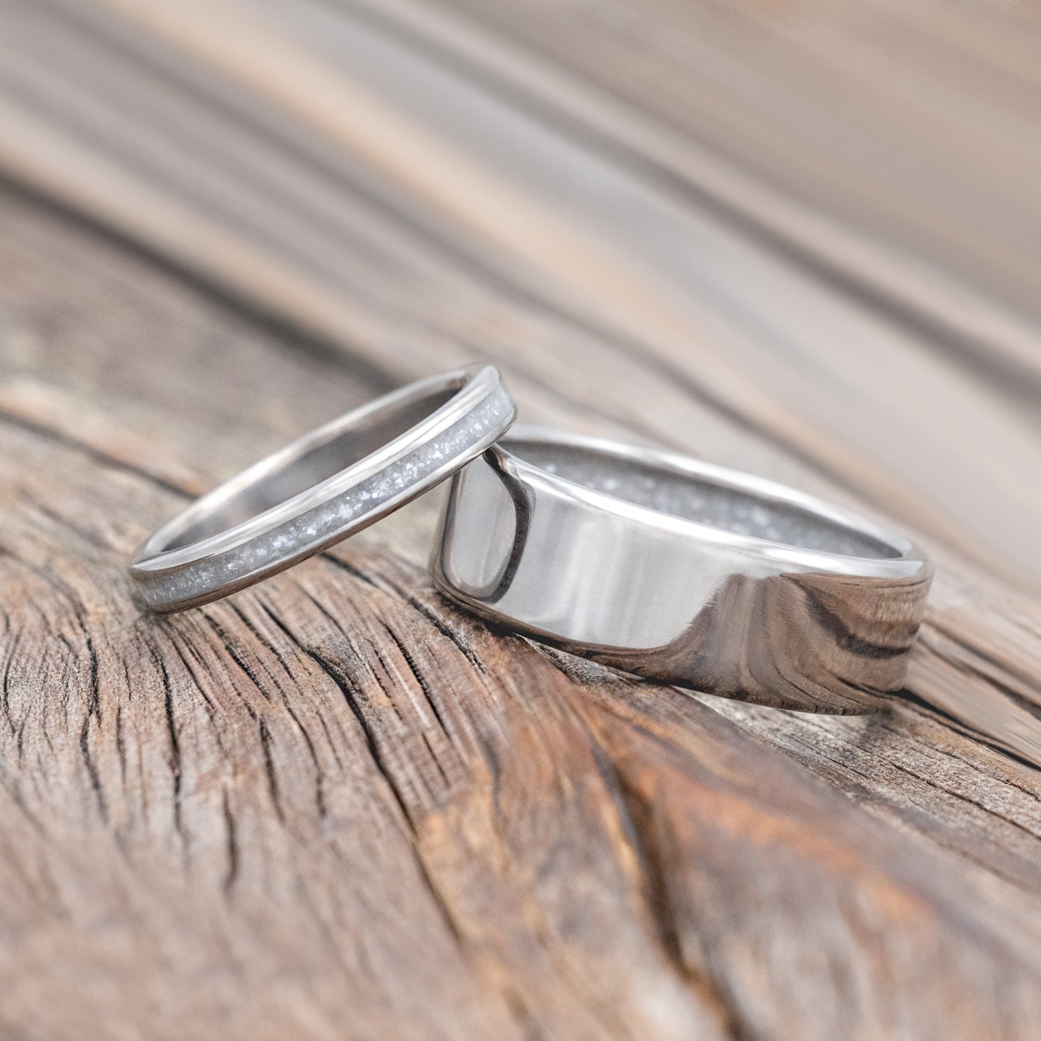  Matching wedding band set featuring "Eterna" & Diamond Dust Lined Wedding Band