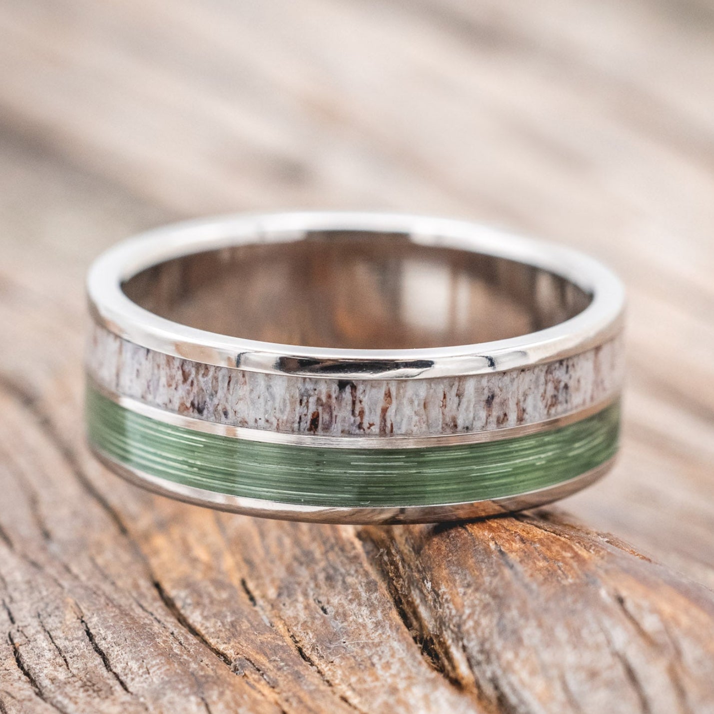 "DYAD" - ANTLER & FISHING LINE WEDDING BAND-Staghead Designs