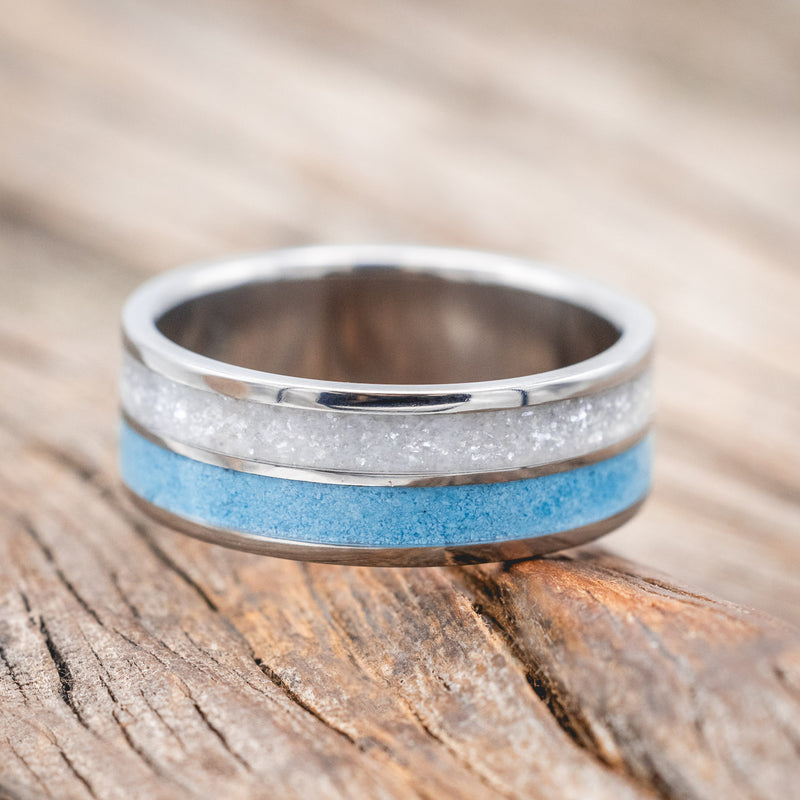 "DYAD" - DIAMOND DUST & TURQUOISE WEDDING BAND