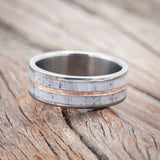 "DYAD" - ELK ANTLER WEDDING BAND WITH A HAMMERED 14K GOLD INLAY-Staghead Designs