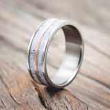 "DYAD" - ELK ANTLER WEDDING BAND WITH A HAMMERED 14K GOLD INLAY-Staghead Designs