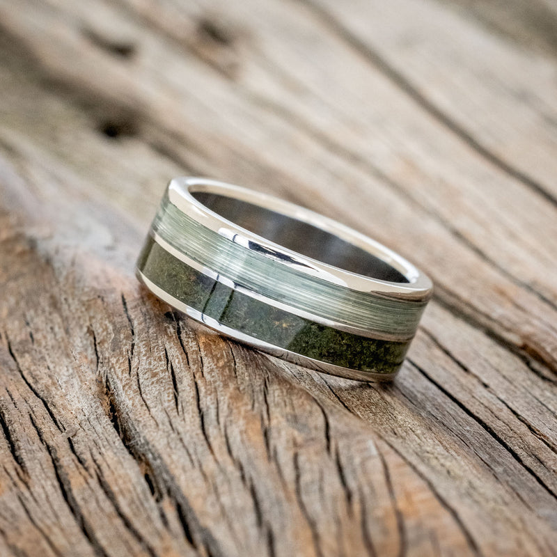 Dyad - Moss & Fishing Line Wedding Band Tungsten (See Sizing Instructions)