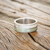 "DYAD" - ANTLER & FISHING LINE WEDDING BAND - TITANIUM - SIZE 8-3