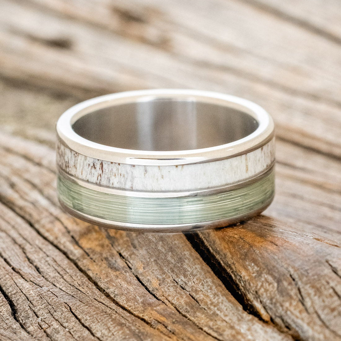 "DYAD" - TWO INLAY WEDDING BAND-Staghead Designs