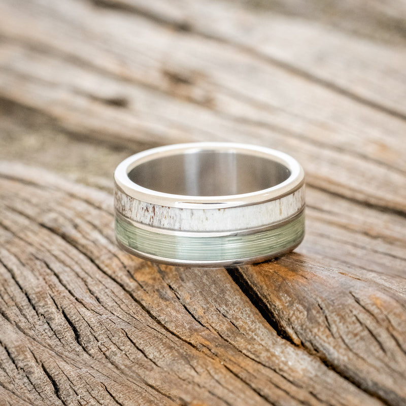 "DYAD" - ANTLER & FISHING LINE WEDDING BAND-3