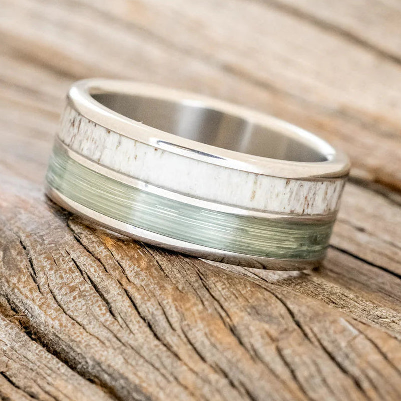 "Dyad" - Antler & Fishing Line Wedding Band-Staghead Designs