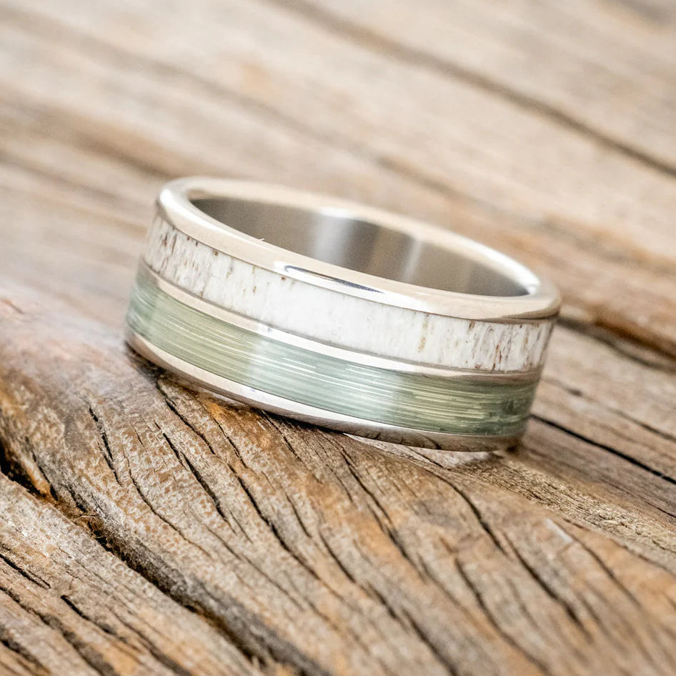 "Dyad" - Antler & Fishing Line Wedding Band-Staghead Designs