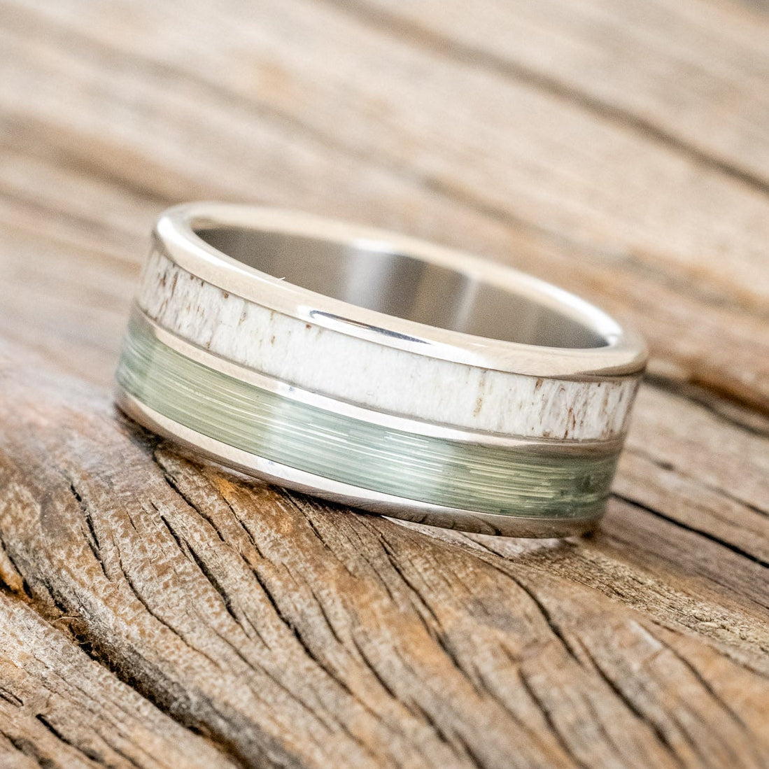 "DYAD" - TWO INLAY WEDDING BAND-Staghead Designs