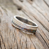 "DYAD" - FIRE AND ICE OPAL & BLACK FIRE OPAL WEDDING BAND-2