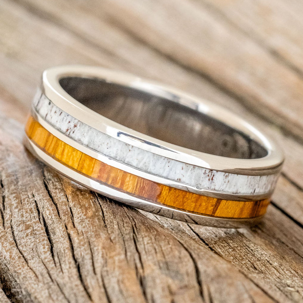"Dyad" - Ironwood & Antler Wedding Band-Staghead Designs