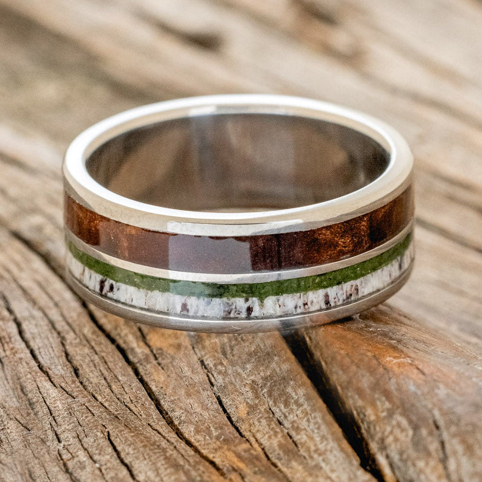 "DYAD" - REDWOOD, ANTLER & MOSS WEDDING BAND-3