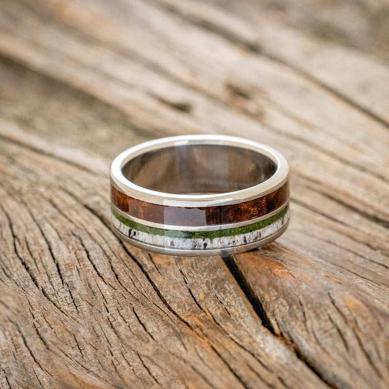 "DYAD" - REDWOOD, ANTLER & MOSS WEDDING BAND-3